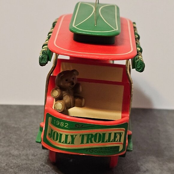 1982 Hallmark Keepsake Ornament Here Comes Santa Number 4  "Jolly Trolley" - Picture 7 of 8